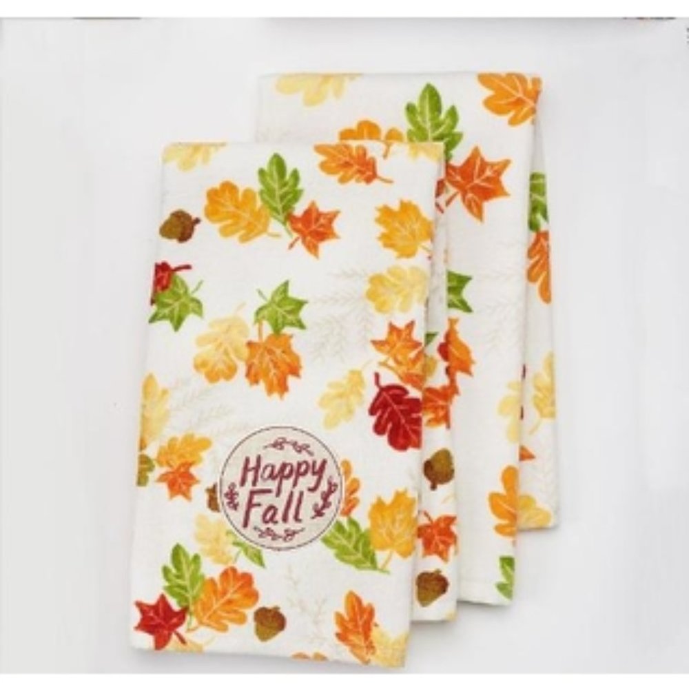 Celebrate Fall Together "Happy Fall" Kitchen Towel 2-pk. 100% Cotton